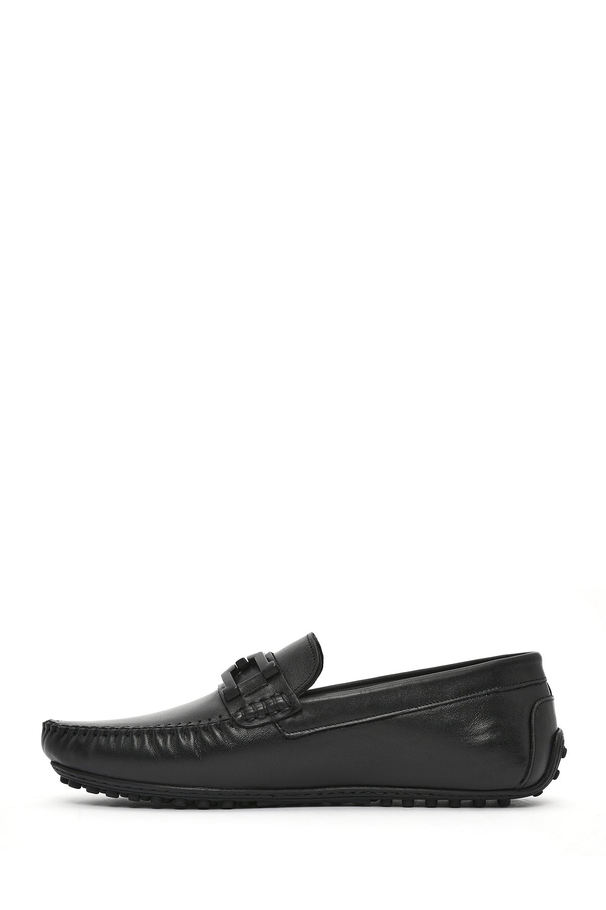 Erkek Siyah Tokalı Deri Loafer