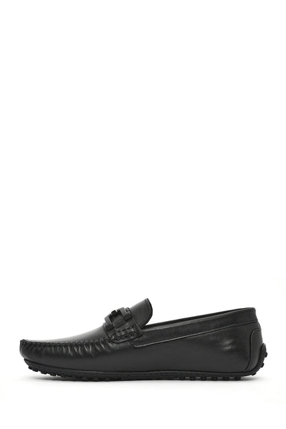 Erkek Siyah Tokalı Deri Loafer
