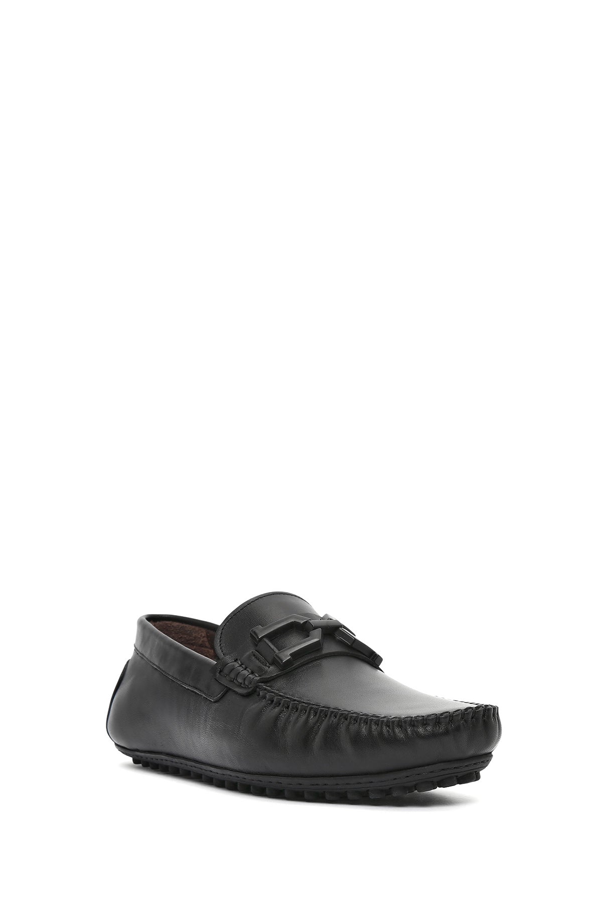 Erkek Siyah Tokalı Deri Loafer