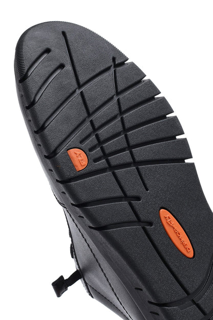 Erkek Siyah Bağcıklı Deri Sneaker
