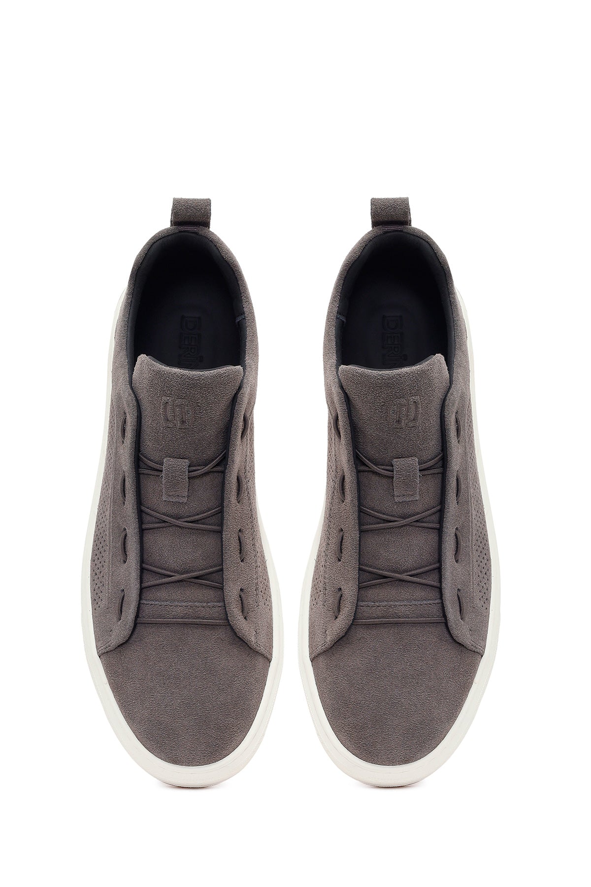 Erkek Gri Bağcıklı Süet Deri Sneaker