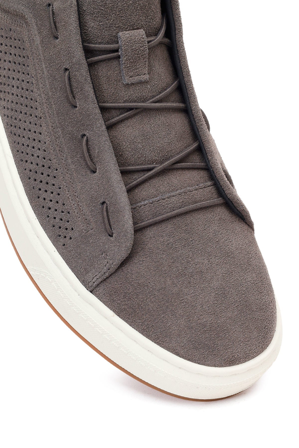 Erkek Gri Bağcıklı Süet Deri Sneaker