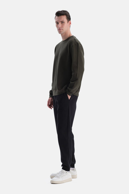Haki Bis Yaka Pike Interlok Sweatshirt