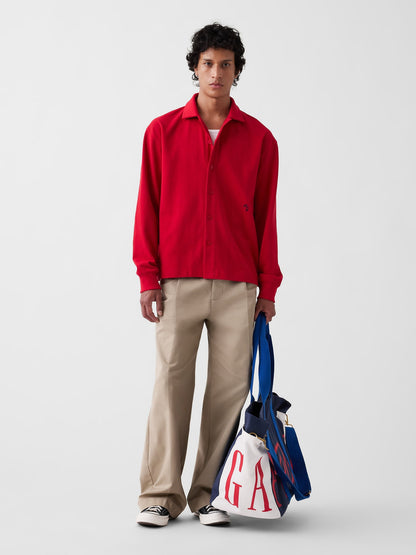 Lacivert Gap × Malbon Logo Kanvas Tote Çanta