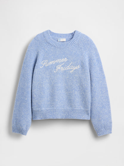 Açık Mavi Gap × Summer Fridays Oversized Logo Kazak