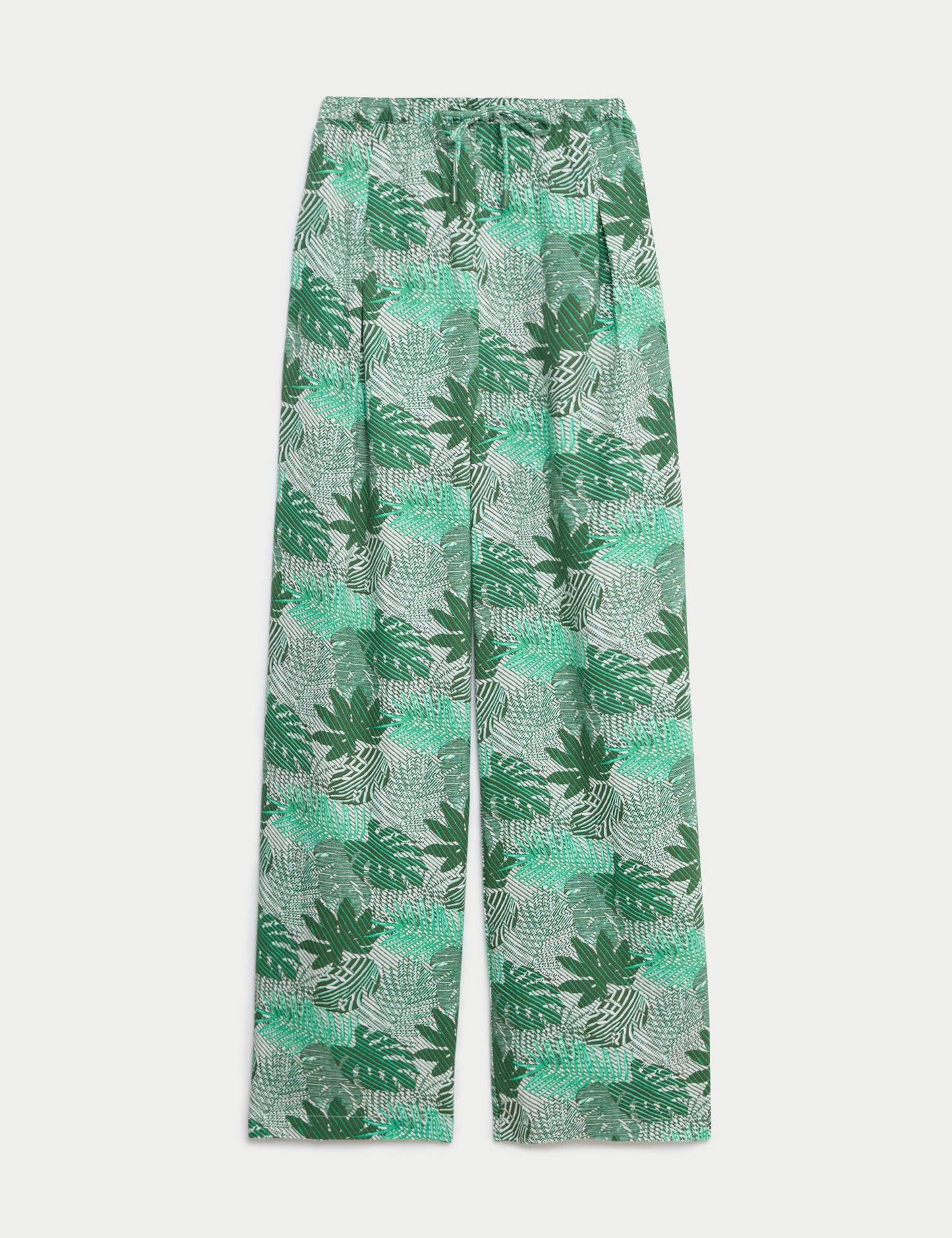Yüksek Bel Desenli Crop Wide Leg Pantolon