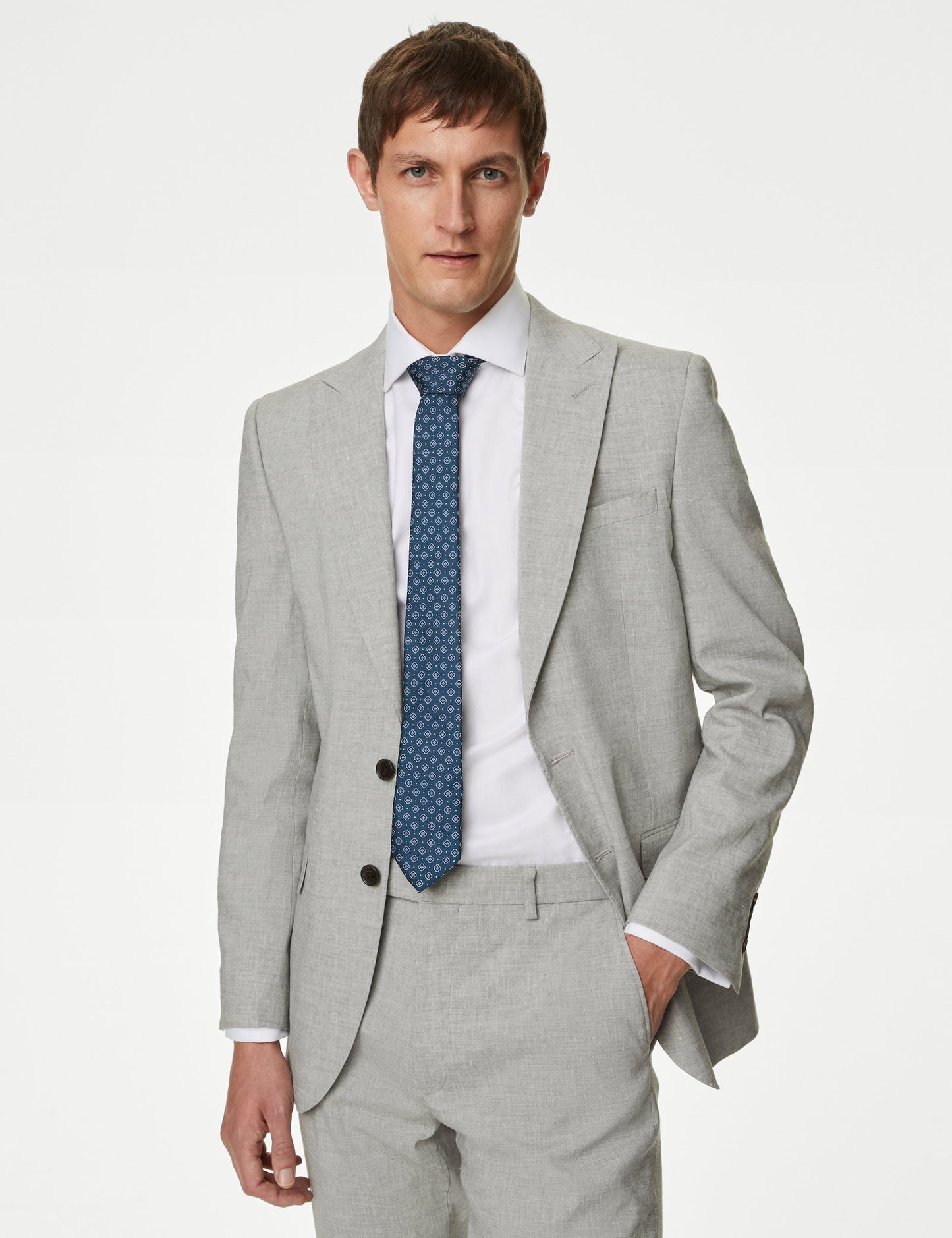 Tailored Fit Klasik Keten Ceket