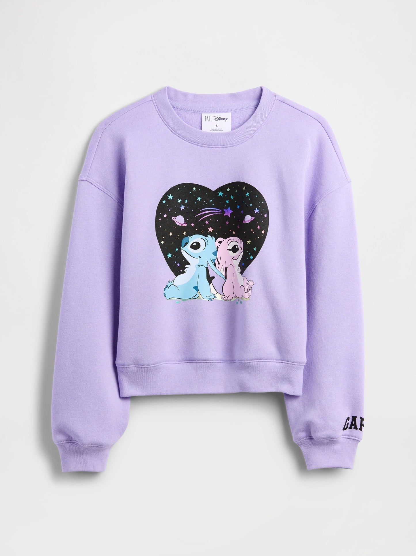 Mor Disney Lilo Ve Stitch Oversized Grafik Baskılı Sweatshirt