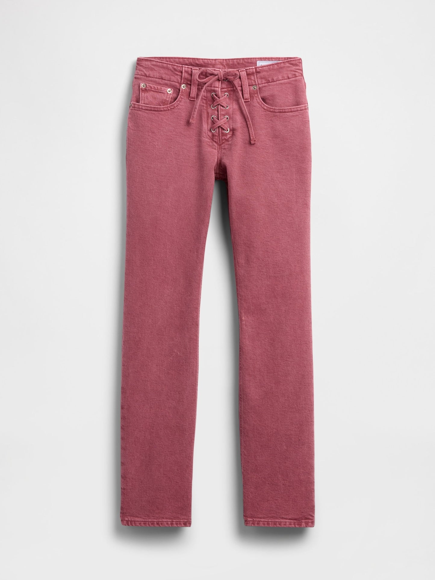 Pembe Low Rise Dantelli '90s Slim Jean Pantolon