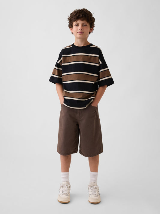 Kahverengi Kids Baggy Denim Şortlar