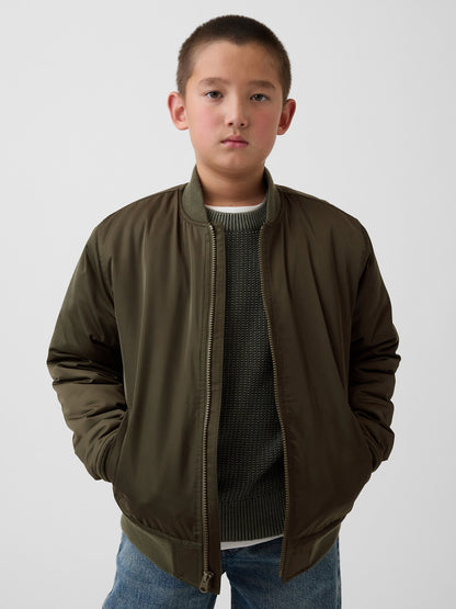 Haki Saten Bomber Ceket