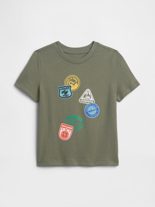 Haki Grafik Baskılı T-shirt