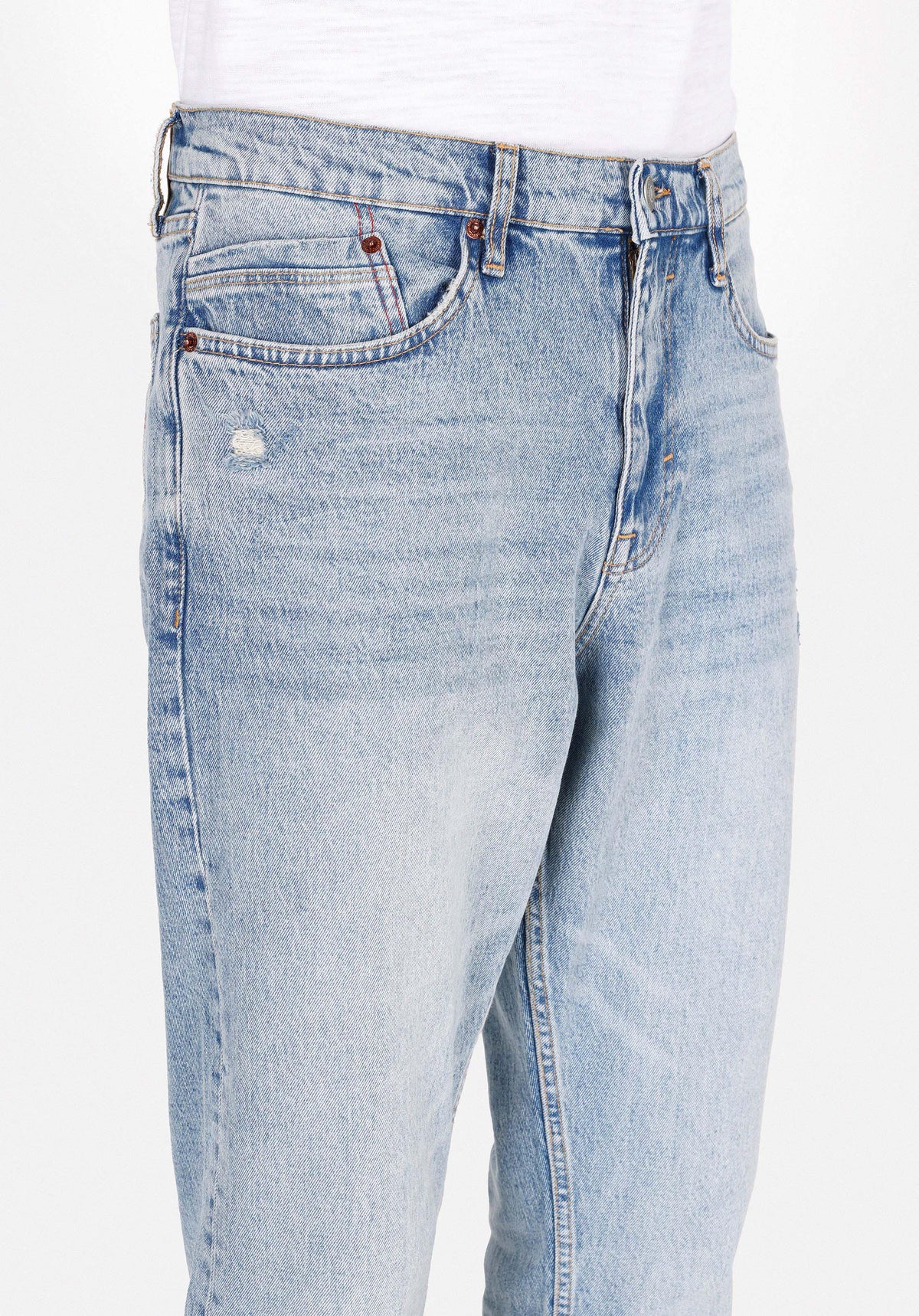 Loose Tapered Fit Erkek Indigo Jean Pantolon