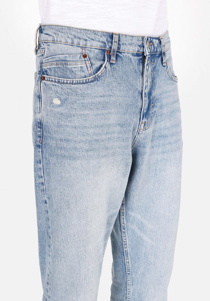 Loose Tapered Fit Erkek Indigo Jean Pantolon