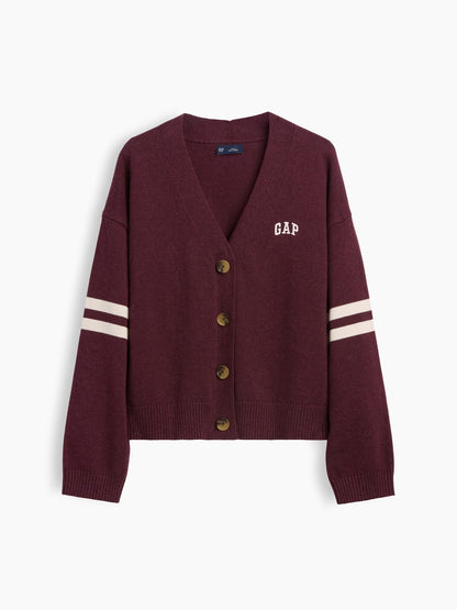 Mor 100% Pamuk Oversized Gap Logo Triko Hırka