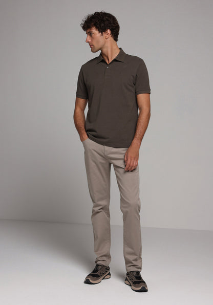 Regular Fit Polo Yaka Düz Erkek Yeşil Pamuklu Cepsiz Kısa Kol Tişört