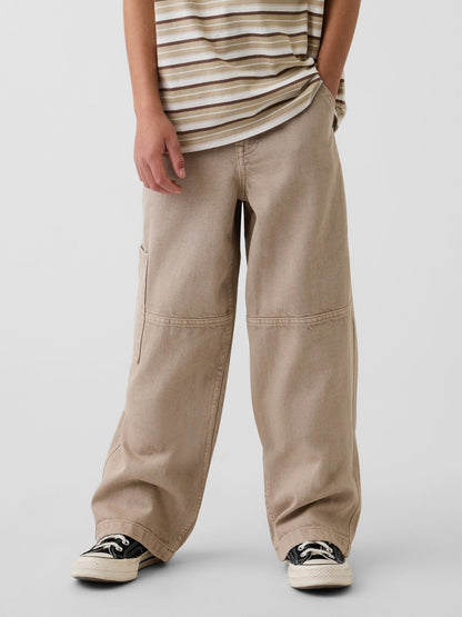 Bej Kids Baggy Carpenter Jean Pantolon