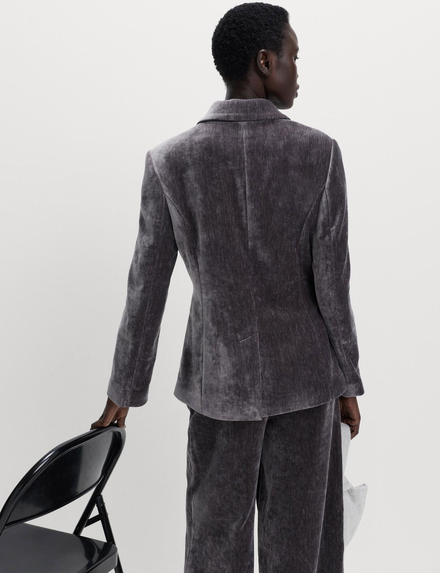 Dokulu Kadife Blazer Ceket