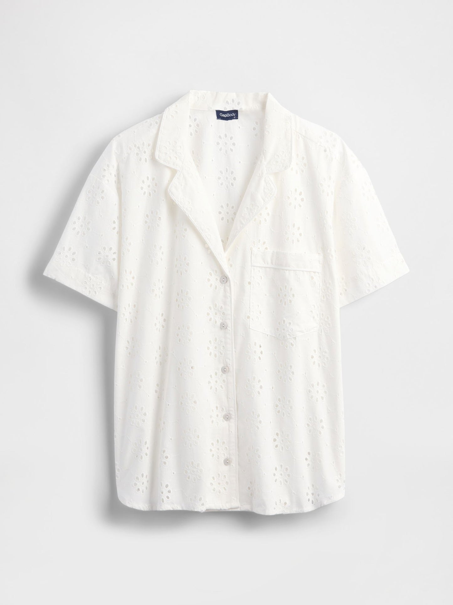 Beyaz Eyelet Poplin Pijama Üstü