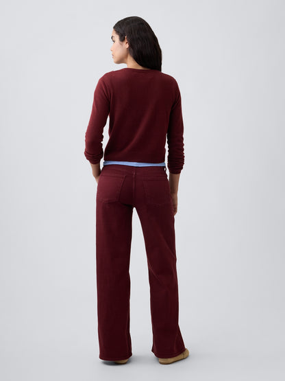 Bordo Mid Rise Wide-leg Jean Pantolon