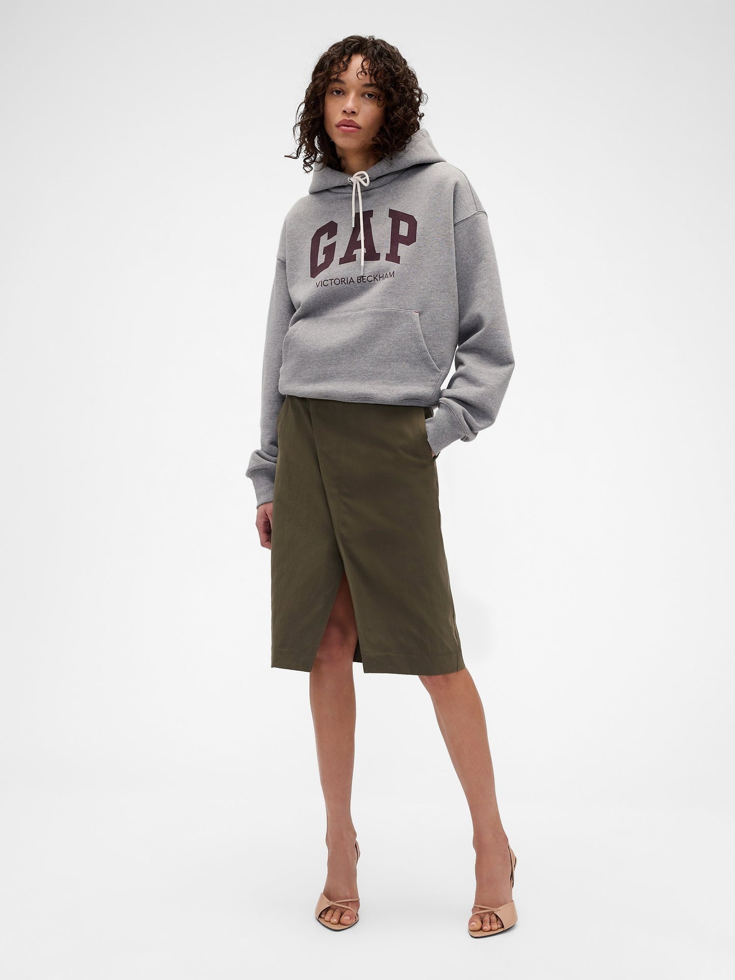Gri Gap × Victoria Beckham Heavyweight Fransız Havlu Kumaş Logo Sweatshirt