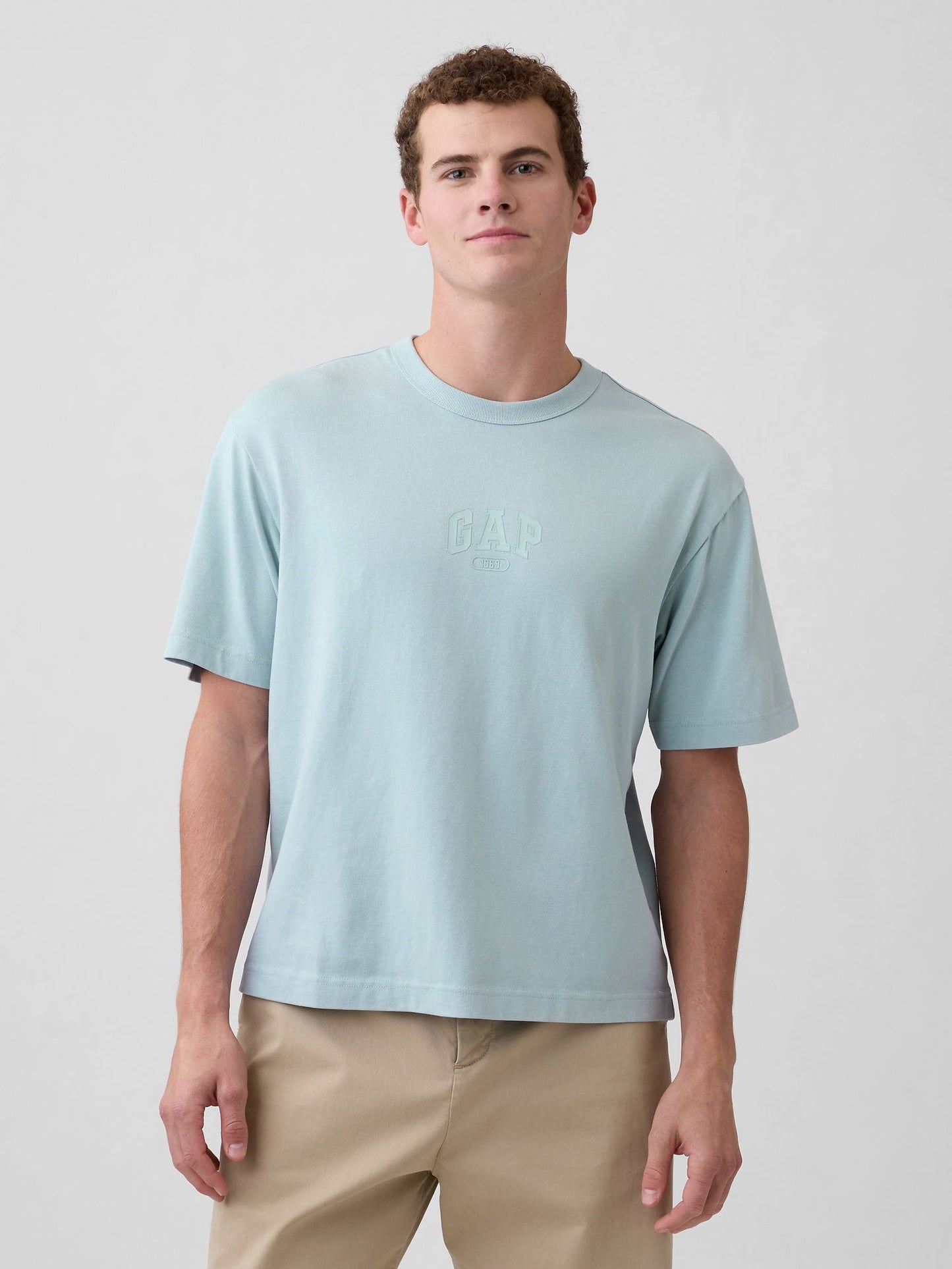 Açık Mavi Heavyweight Relaxed 1969 Logo Crop T-shirt