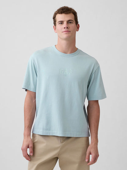 Açık Mavi Heavyweight Relaxed 1969 Logo Crop T-shirt