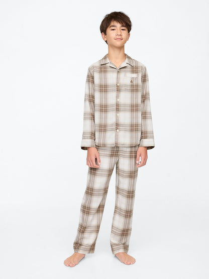 Çok Renkli Geri Dönüştürülmüş Desenli Flannel Pijama Takımı