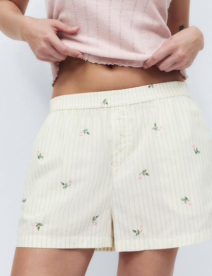 Pamuklu Desenli Pijama Şortu