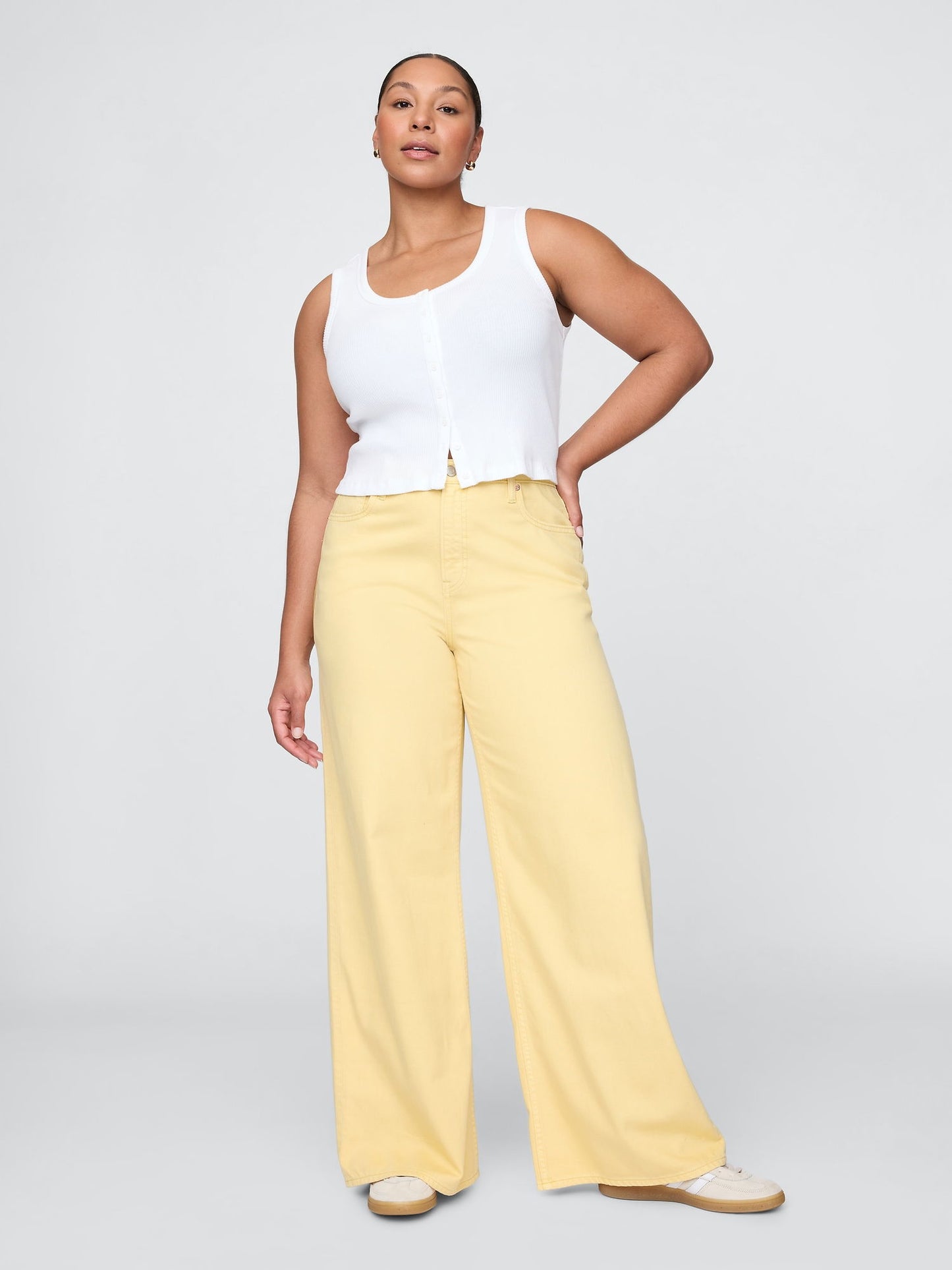 Sarı Mid Rise Ultrasoft Baggy Jean Pantolon