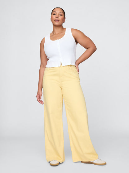 Sarı Mid Rise Ultrasoft Baggy Jean Pantolon