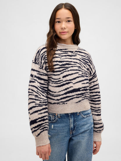 Gri Kids Relaxed Bisiklet Yaka Kazak