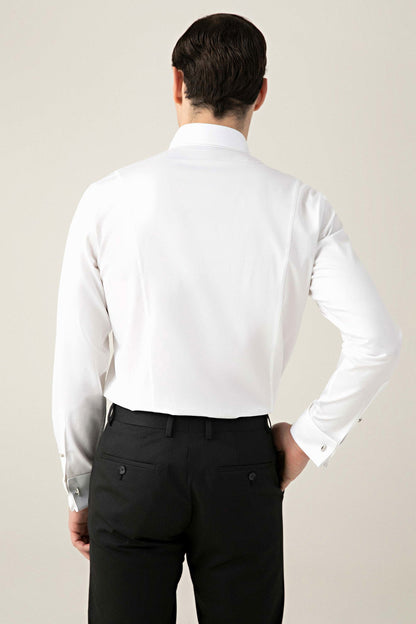 Damat Slim Fit Beyaz Düz %100 Pamuk Nano Care Smokin Gömlek