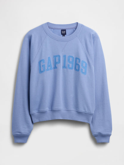 Açık Mavi Fransız Havlu Kumaş Raglan Logo Sweatshirt