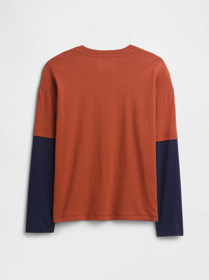 Kırmızı Relaxed Grafik Baskılı T-shirt