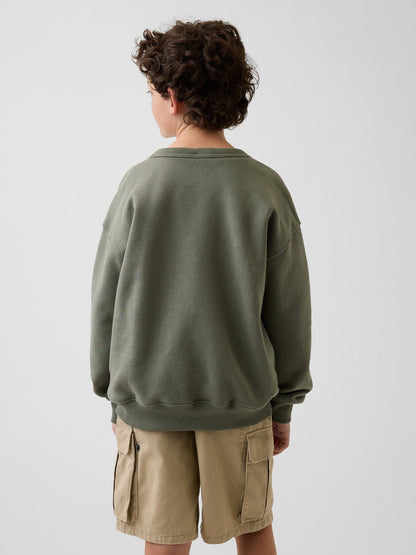 Haki Relaxed Grafik Baskılı Sweatshirt