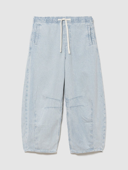 Mavi Mid Rise Ultrasoft Çizgili Easy Horseshoe Jean Pantolon