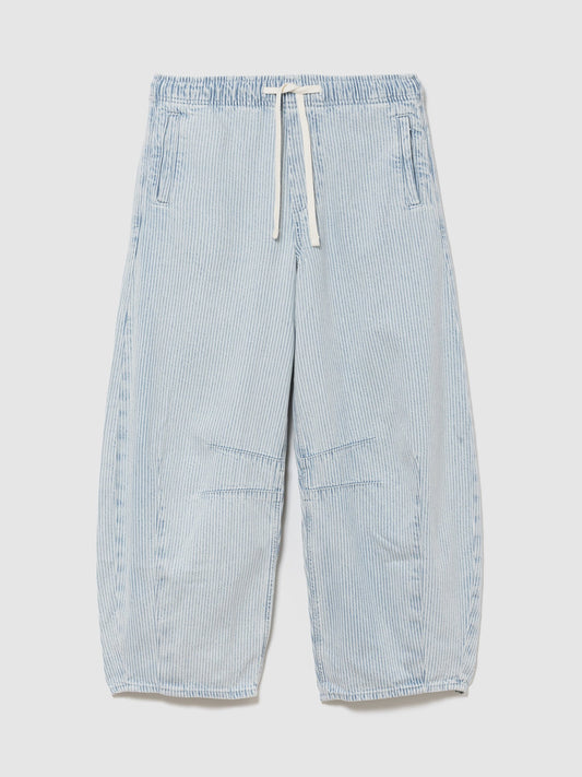 Mavi Mid Rise Ultrasoft Çizgili Easy Horseshoe Jean Pantolon