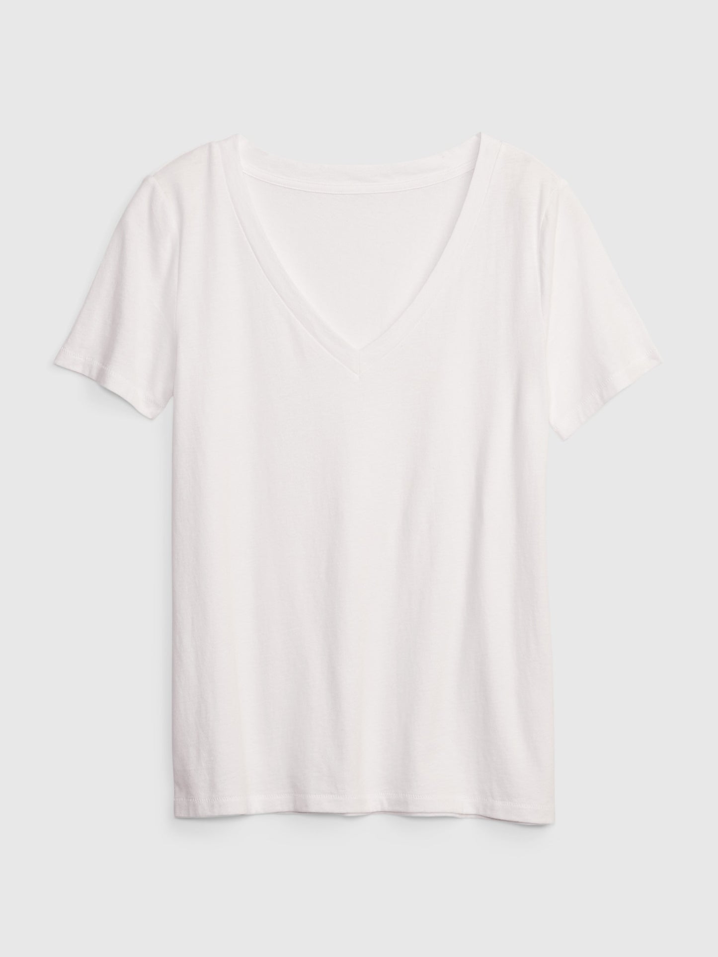 Beyaz Organik Pamuk Vintage V Yaka T-shirt