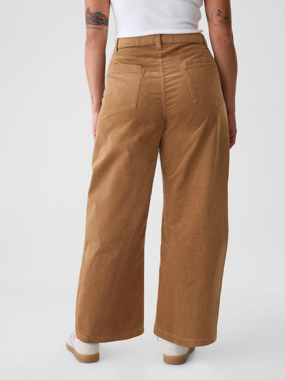 Kahverengi High Rise Kadife Tapered Ankle Pantolon
