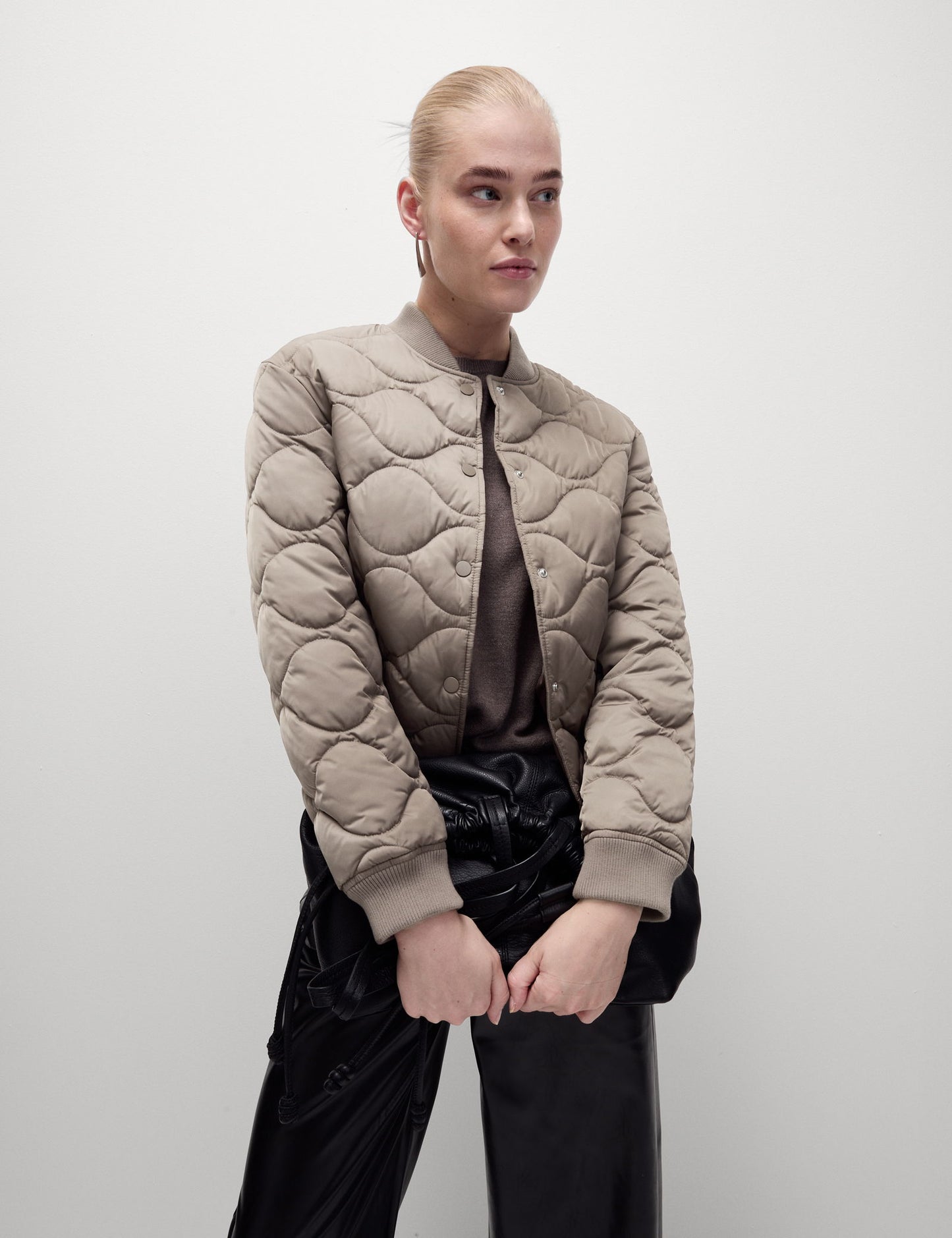 Saten Kapitone Bomber Ceket