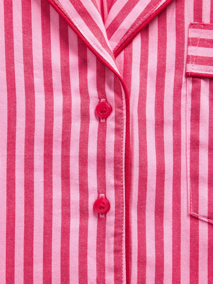 Kırmızı Gap × Summer Fridays Relaxed Poplin Çizgili Pijama Üstü