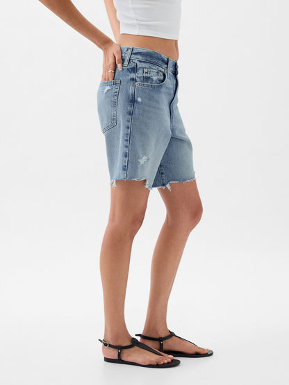 Açık Mavi 8 Mid Rise '90s Loose Denim Bermuda Şort