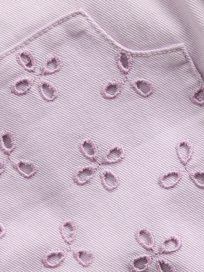 Lila Eyelet Double-knee Horseshoe Jean Pantolon
