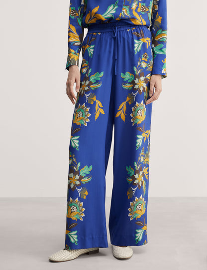 Jaeger Saf Lyocell™ Çiçek Desenli Wide Leg Pantolon