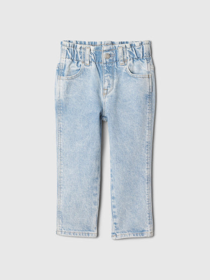 Açık Mavi Paperbag Mom Jean Pantolon