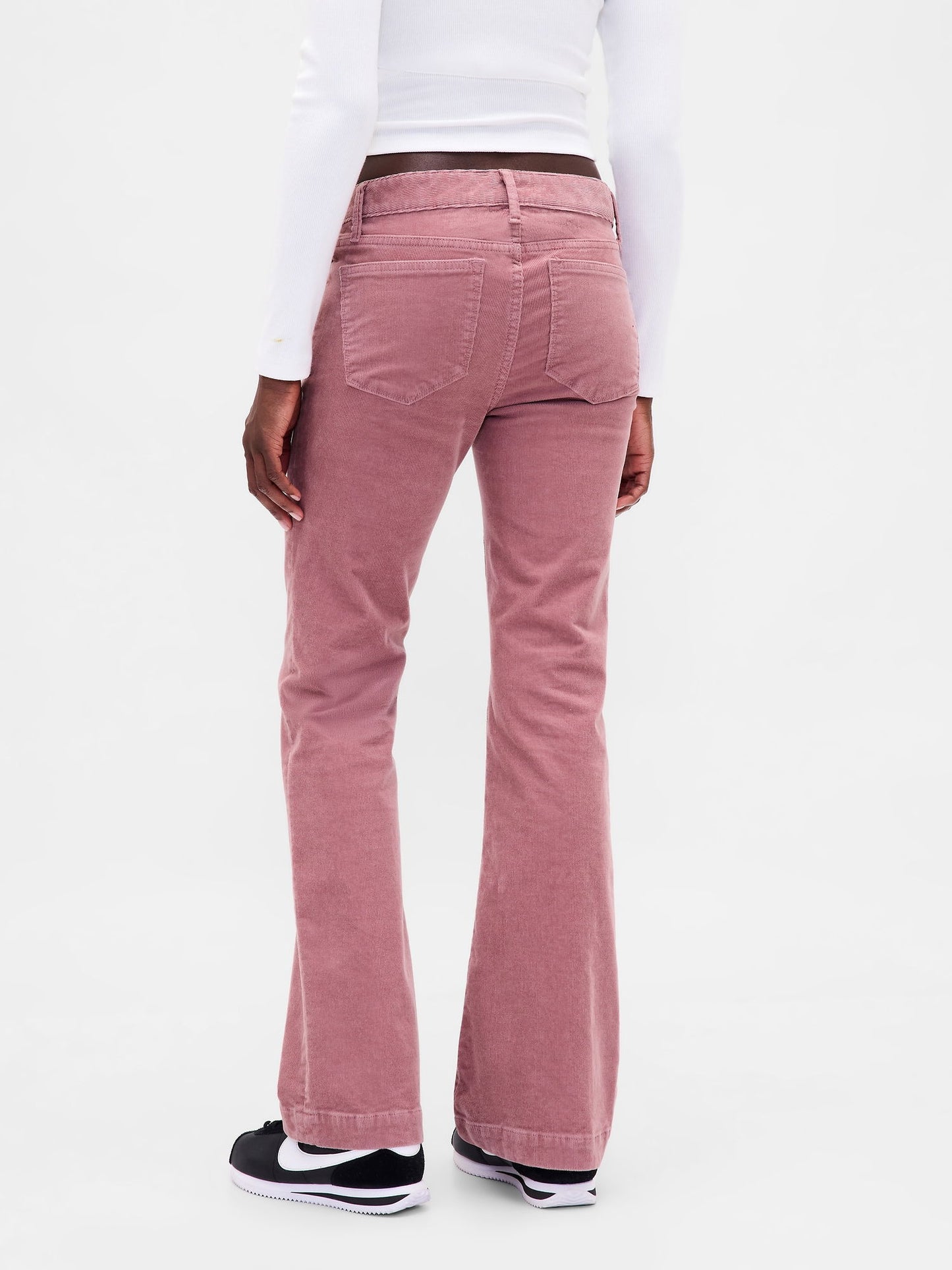 Pembe Low Rise Kadife Long & Lean Jean Pantolon