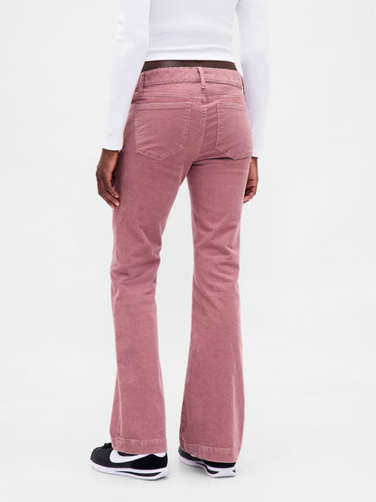 Pembe Low Rise Kadife Long & Lean Jean Pantolon