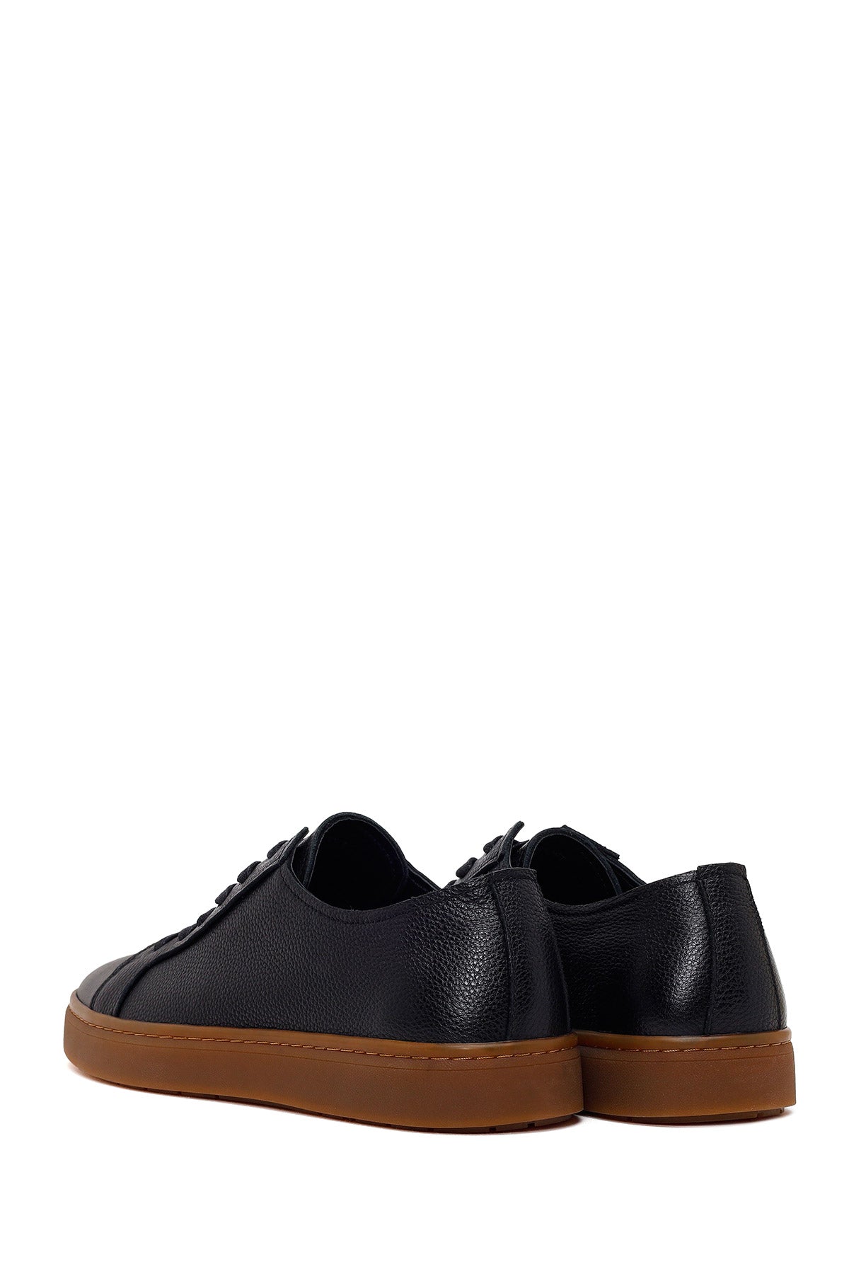 Erkek Siyah Bağcıklı Deri Sneaker