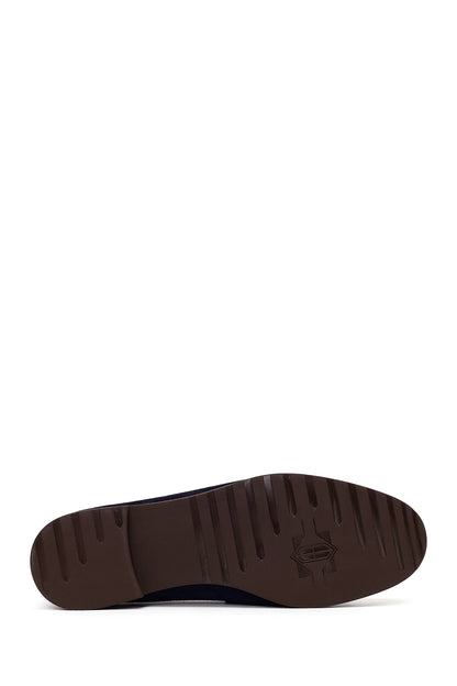 Kadın Lacivert Tokalı Süet Deri Maskülen Loafer